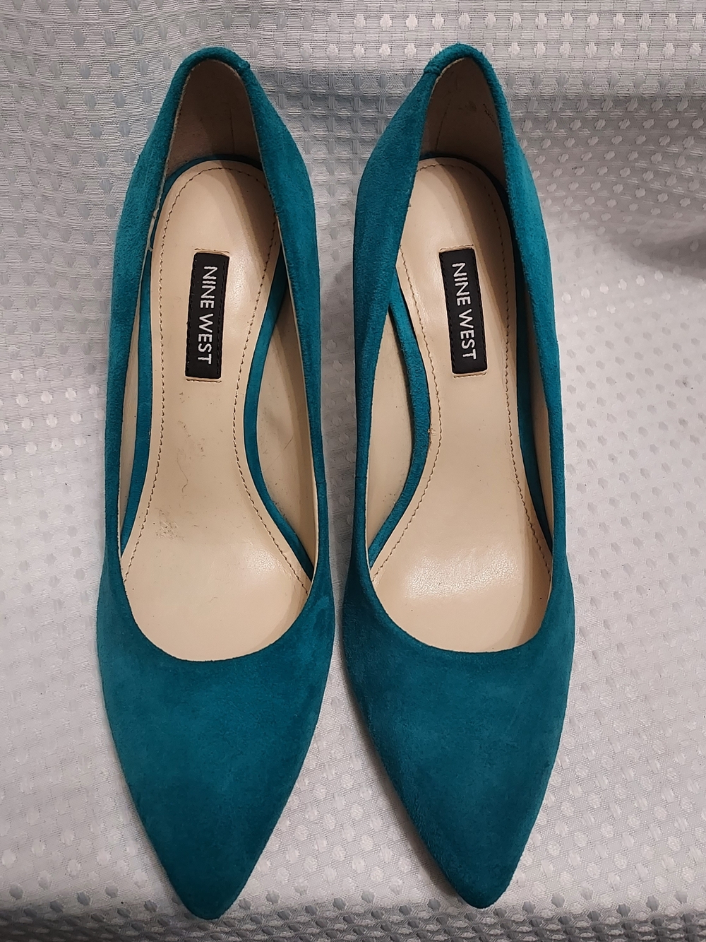 Nine West Teal Suede Pointed-Toe Pumps Size 6M - Picture 2 of 9